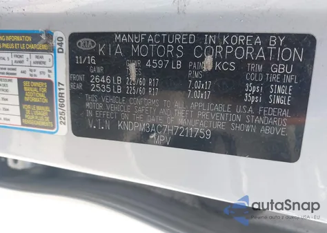 2017 Kia Sportage Lx from USA, damaged, VIN KNDPM3AC7H7211759